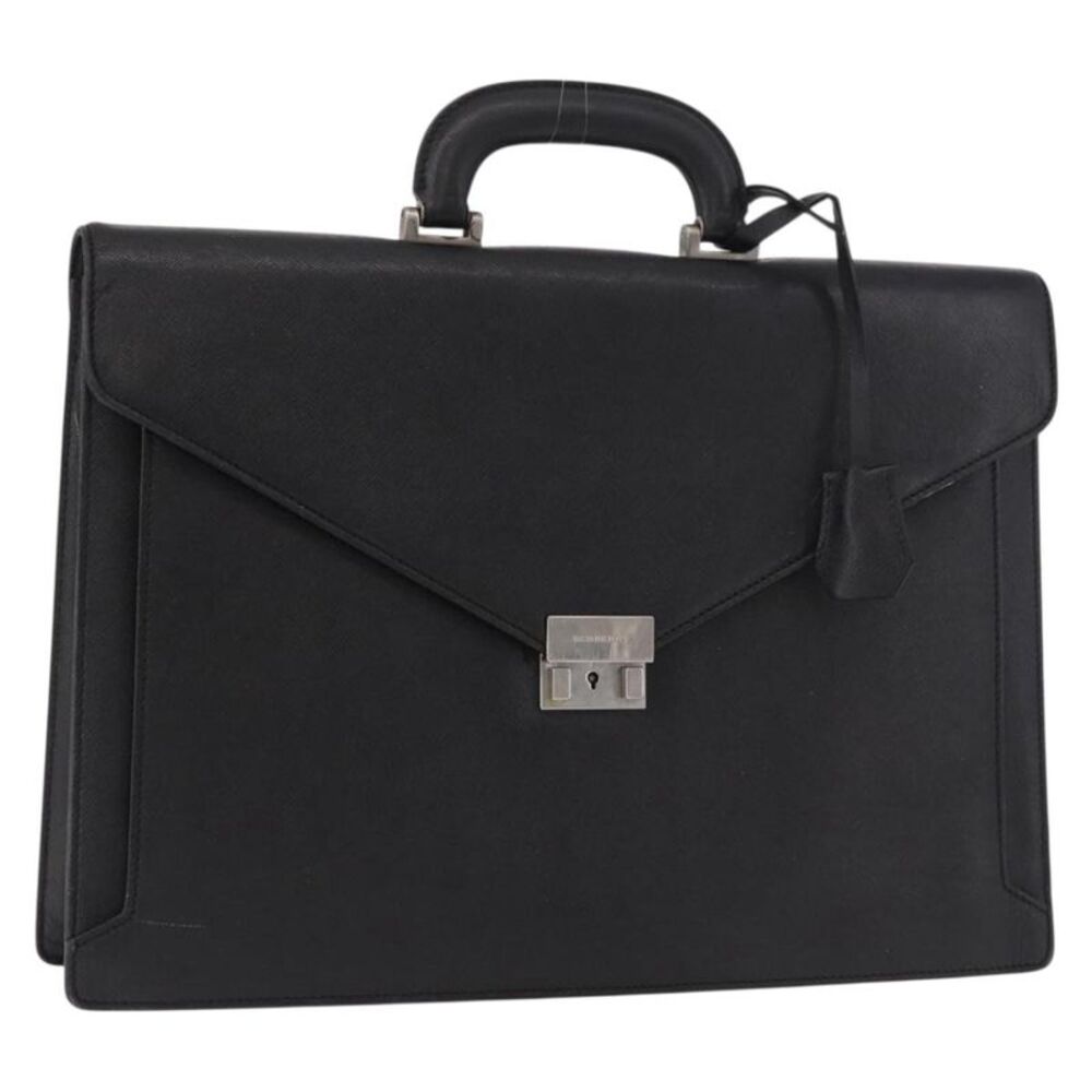 Burberry Vintage Leather Black Leather Briefcase Bag